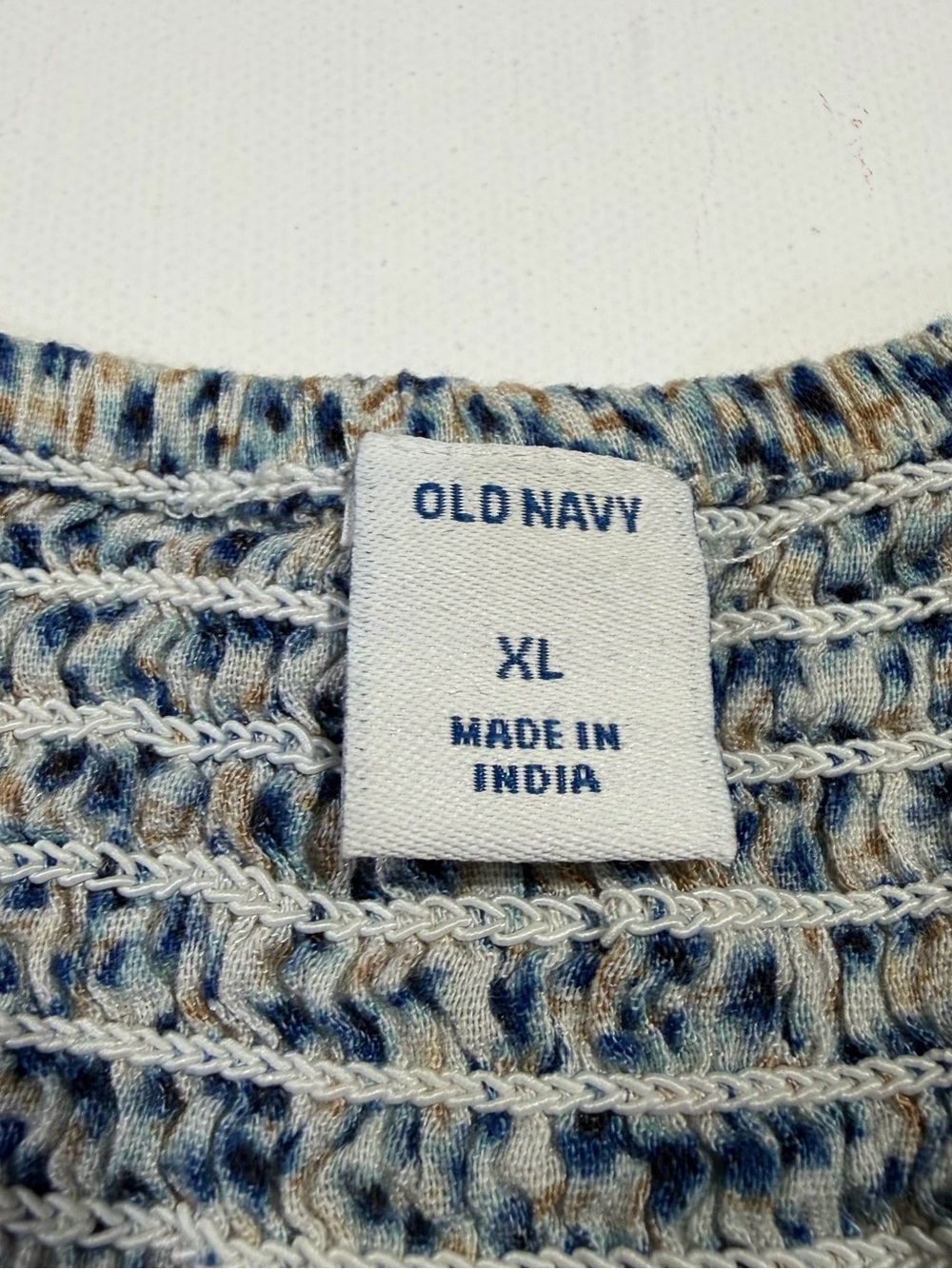 Old Navy Floral Smocked Square-Neck Blouse in Blue and Cream - Picture 2 of 3